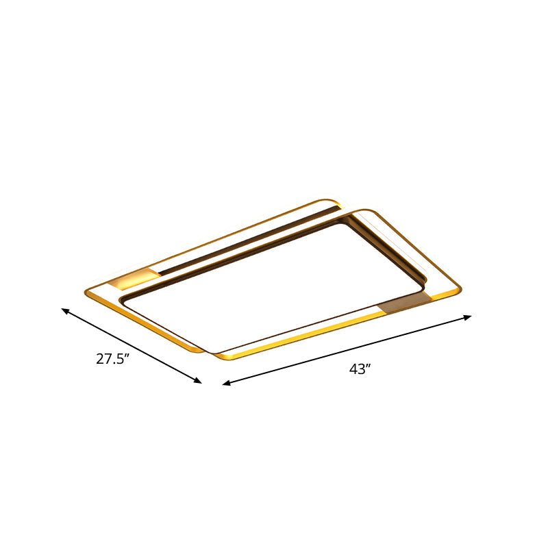 Simple Grey Led Rectangle Flush Mount Light Acrylic Close To Ceiling Lamp Warm/White/3 Color 37.5/43
