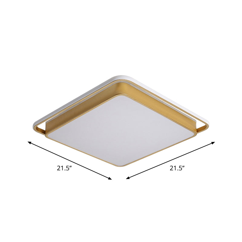 Minimalistic Gold Led Ceiling Fixture With Flush Mount Acrylic Frame 18/21.5 Wide