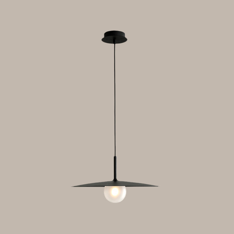 Nordic Hanging Light Metal Single Restaurant Pendant With Milk Glass Shade In Black/Grey/White