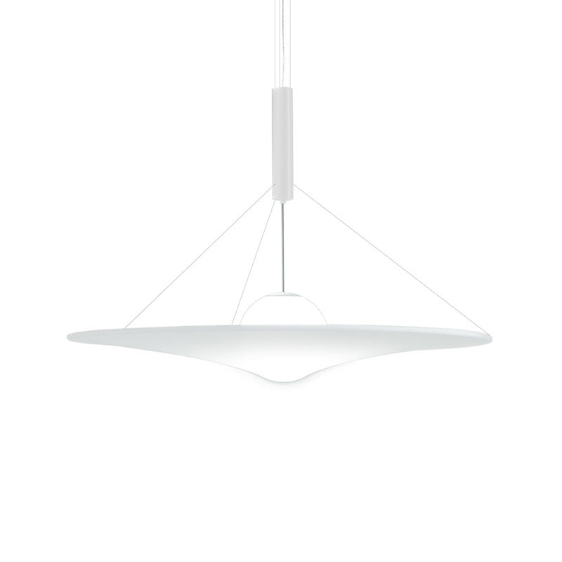 Designer Cream Ball Glass Trumpet Pendant Light Fixture With Flared Shape - 1-Bulb White Suspension