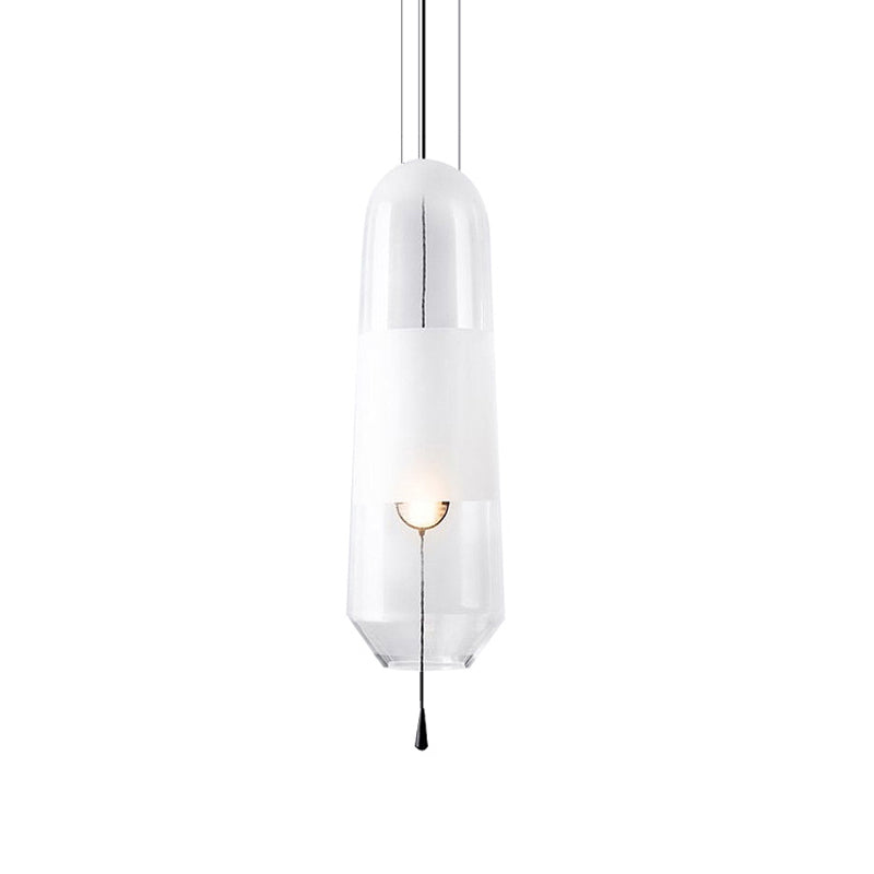 Postmodern Black Bedroom Pendant With Clear/Smoke/Amber Glass Shade