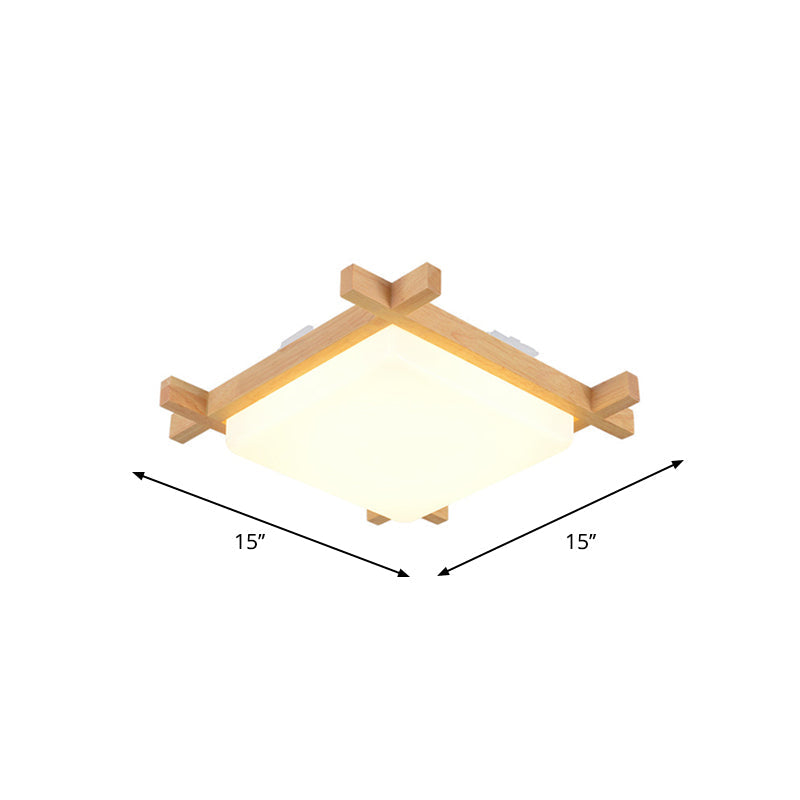 Nordic Led Acrylic Ceiling Lamp: Wood Chessboard Flush Mount Light Fixture (15/16.5/20.5) In