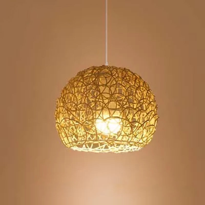 1-Light Asian Beige Pendant Lamp With Rattan Shade - Restaurant Pendulum Light
Alternatively A