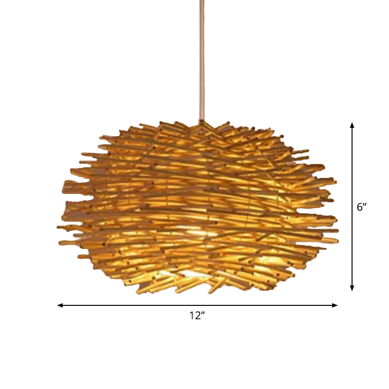 1-Light Asian Beige Pendant Lamp With Rattan Shade - Restaurant Pendulum Light
Alternatively A