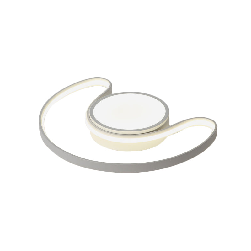 Kids Bedroom Simplistic Sun & Moon Led Ceiling Light - White Flushmount Style