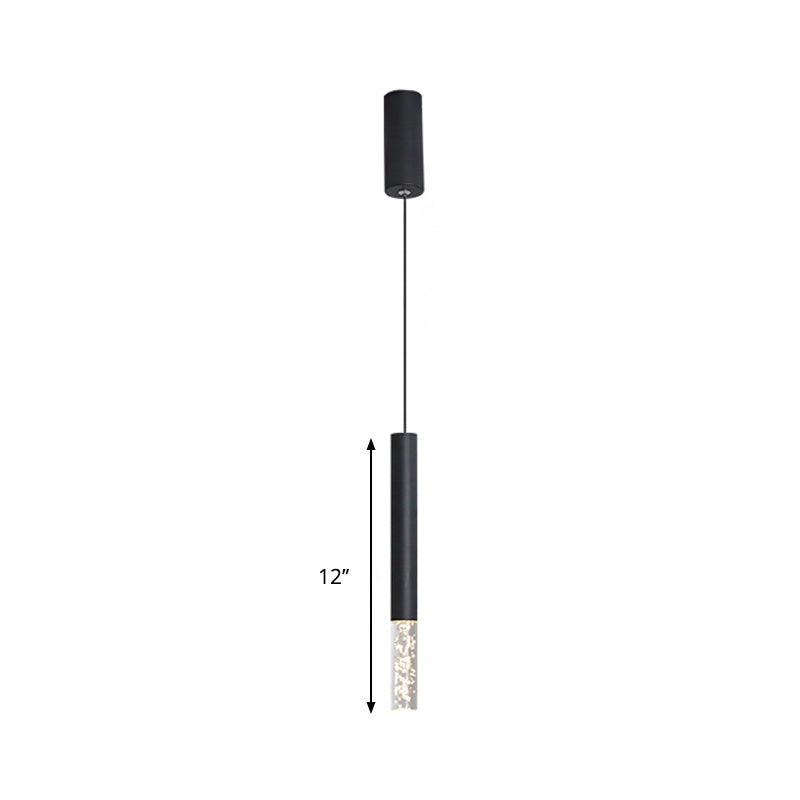 Black Tube Pendant Led Light Kit With Simple Acrylic Design Warm/White 10-12.5 Height