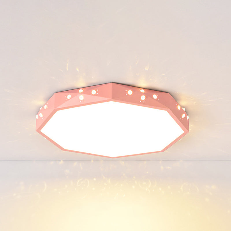 Stylish Macaron Octagon Led Ceiling Lamp For Childrens Bedroom