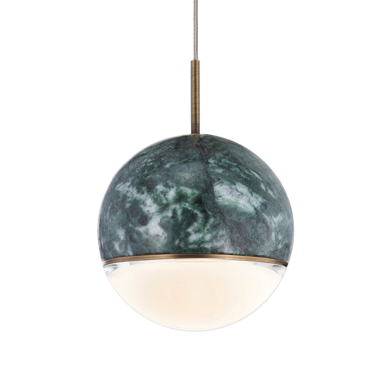 Marble Led Pendant Light Kit - Designer Black/White/Green Hanging Lamp For Living Room