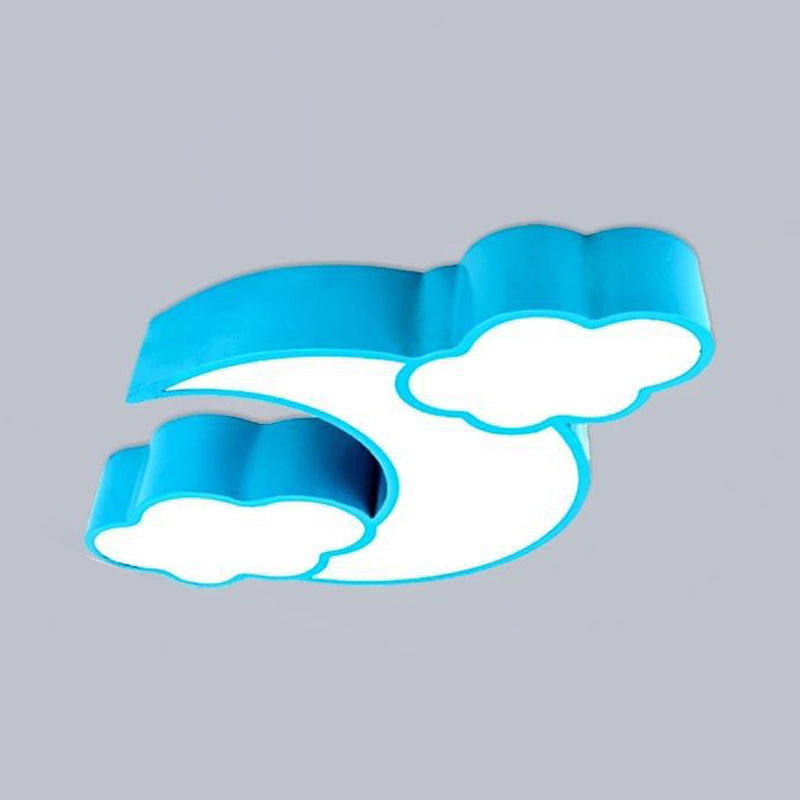 Cloudy Acrylic Flush Mount Ceiling Light For Classroom Or Childs Bedroom