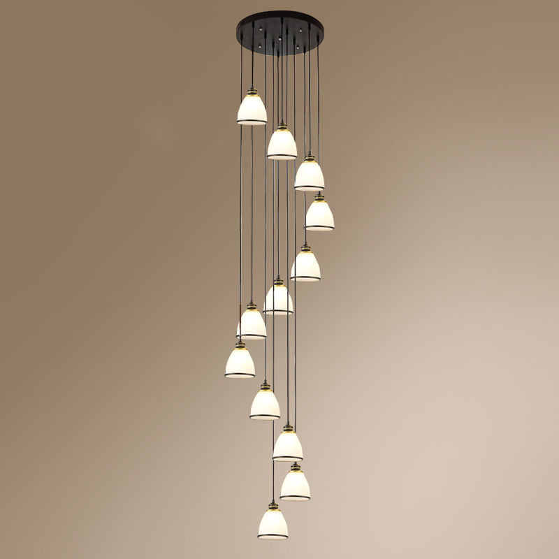 Sleek Opal Glass Spiral Pendant Ceiling Light For Living Room