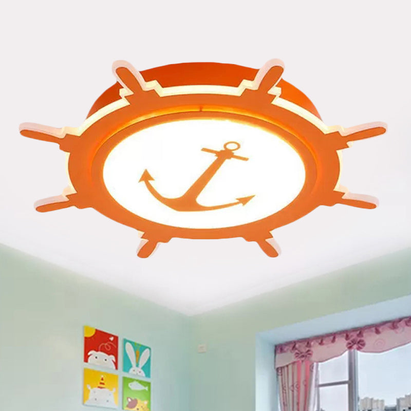 Colorful Cartoon Rudder Led Ceiling Lamp For Girls Bedroom Orange / 23.5