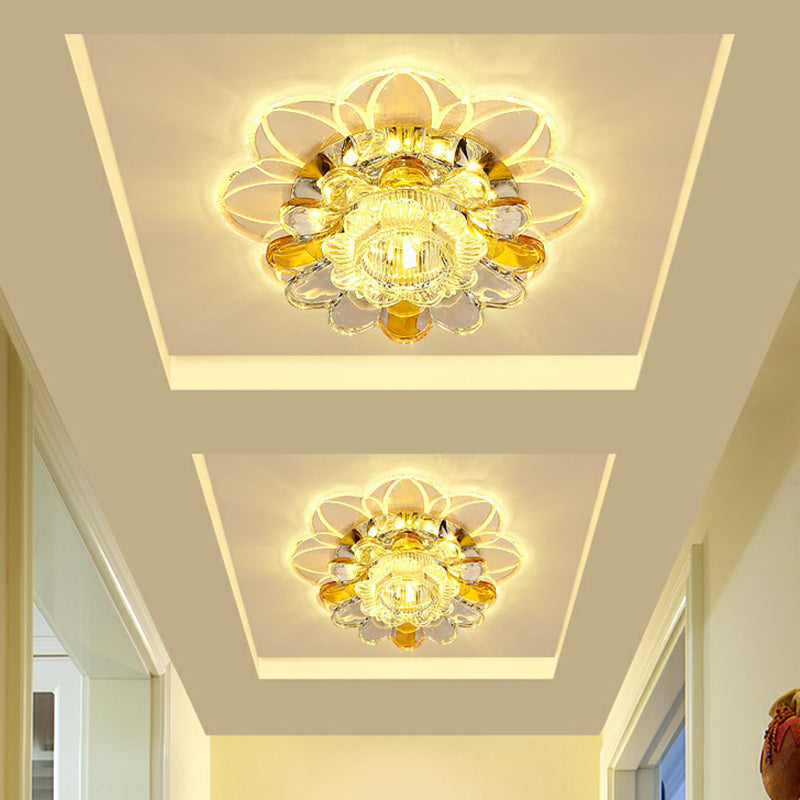 Crystal Clear Led Floral Flush Mount Ceiling Light / 3W Warm