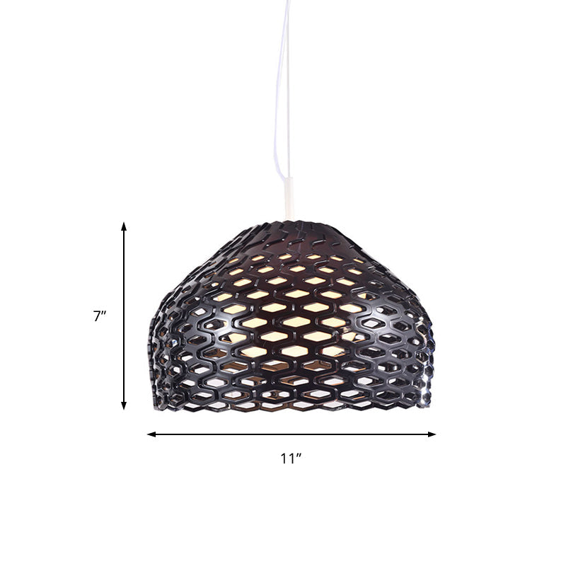 Dome Pendant Light: Contemporary Resin Hanging Lamp For Dining Room White/Black Fixture