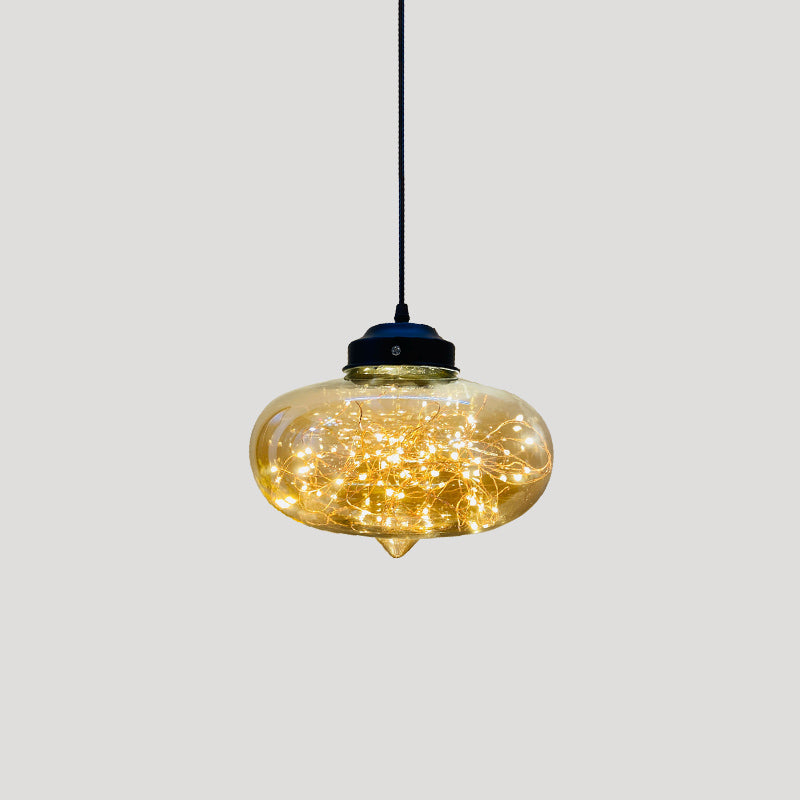 Sleek Geometric Led Pendant Light With Clear Glass Shade Ideal For Bedroom Ambiance And Starry