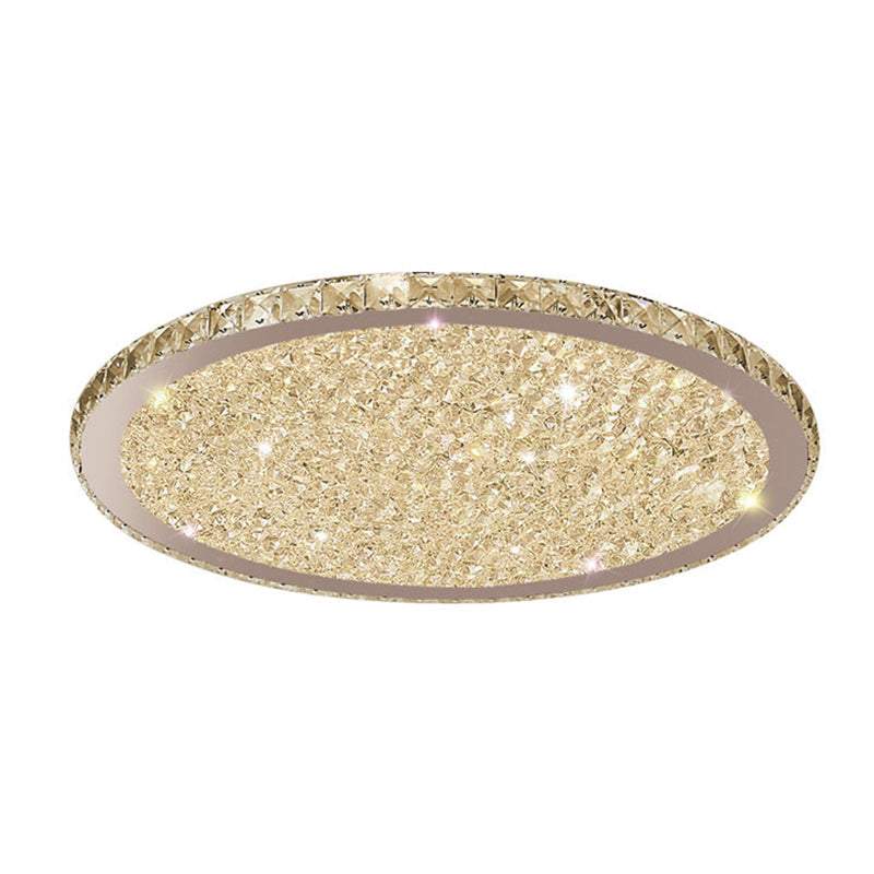 Clear Crystal Led Ceiling Light With Stainless - Steel Artistic Design