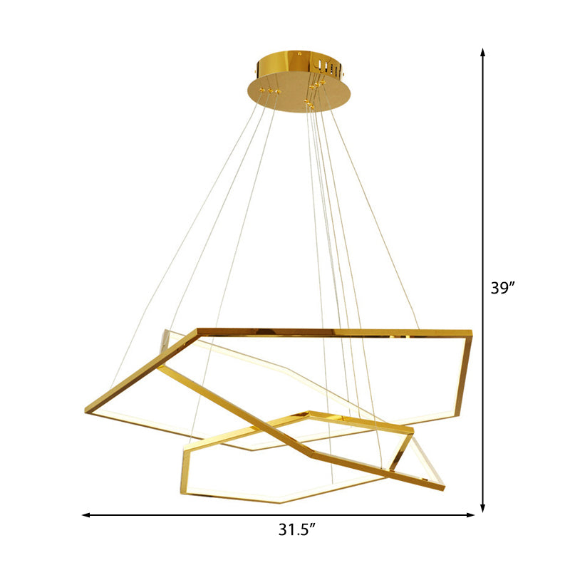 Modern 3-Tiered Led Hanging Chandelier With Minimalist Wood Acrylic Design Warm/Natural Light
