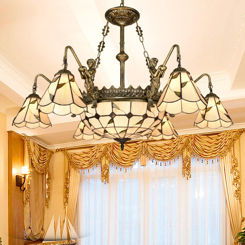 Classic Hand Cut Glass Beige Pendant Chandelier With Scalloped Edge
Note: Its Important To Include