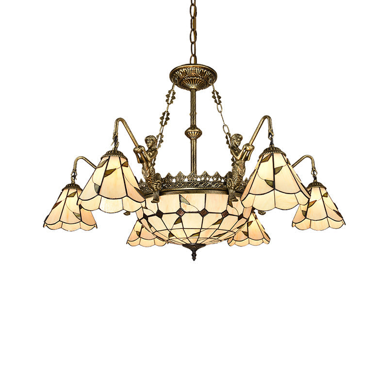 Classic Hand Cut Glass Beige Pendant Chandelier With Scalloped Edge
Note: Its Important To Include