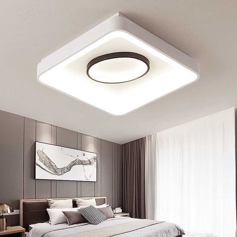 Nordic Metal Led Flush Mount Light - Bedroom Square/Rectangle & Oval Design 16/19.5/35.5 Wide