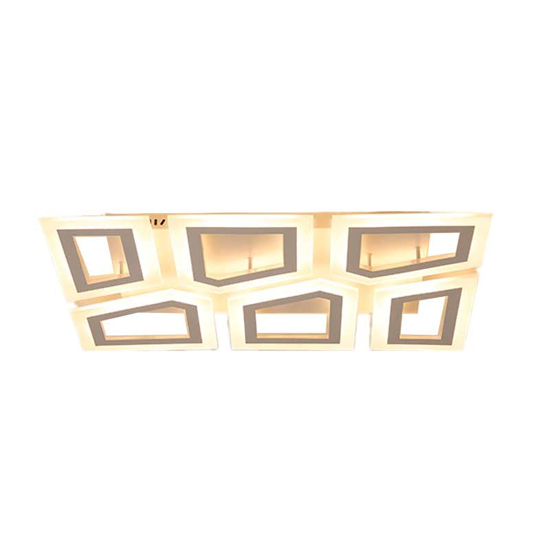 Modern Led Flush Light For Bedroom | Square/Rectangular Splicing Warm/White 16/24.5/37.5 W