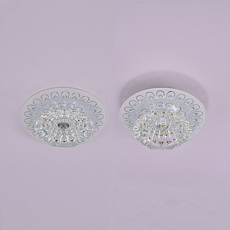 Minimalist Crystal Floral Led Flush Mount For Corridor Lighting