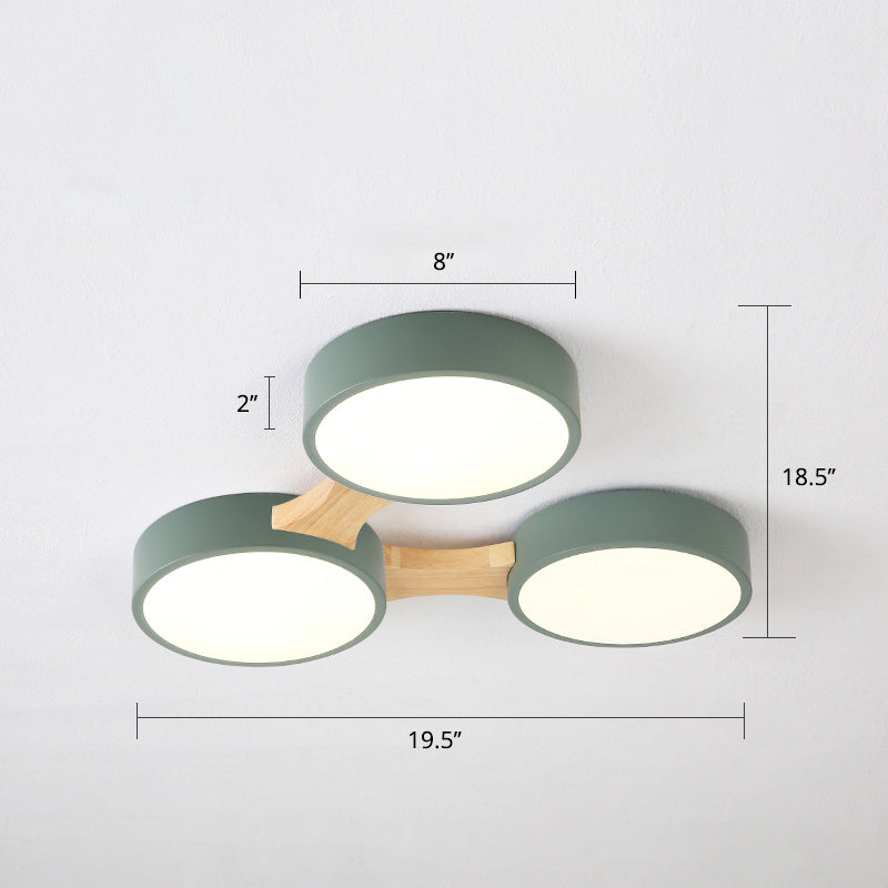 Macaron Round Flush Led Ceiling Mount Light - Creative Acrylic Lamp For Living Room 3 / Green