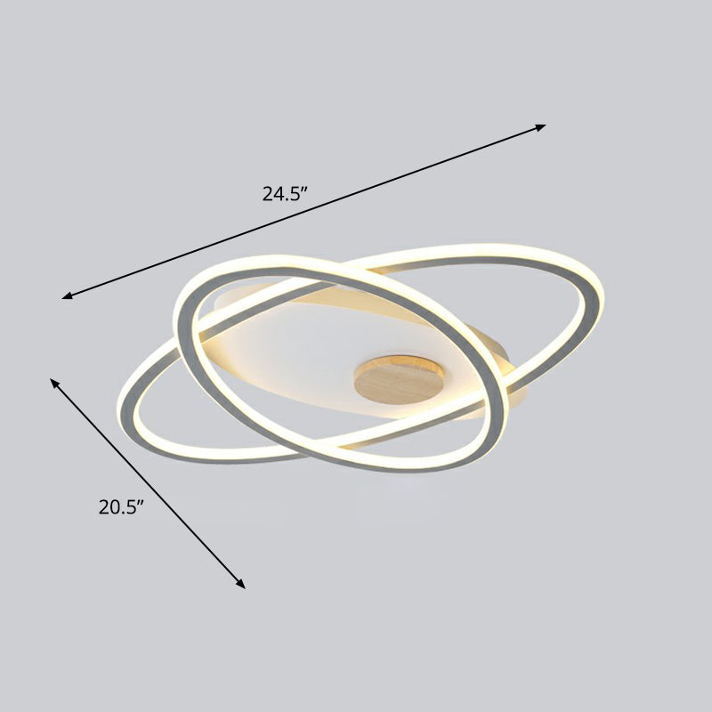 Modern Oval Flush Mount Led Ceiling Light Fixture For Bedroom Grey / 20.5(53Cm) Remote Control