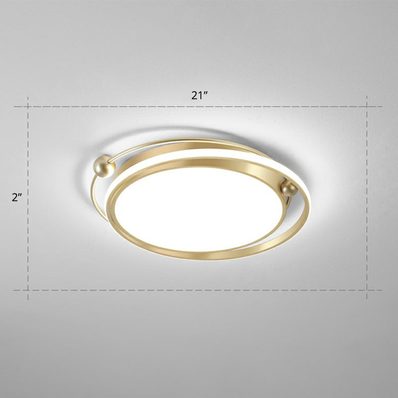 Modern Gold Led Ceiling Light With Halo Ring Flush Mount For Bedroom / 21 White