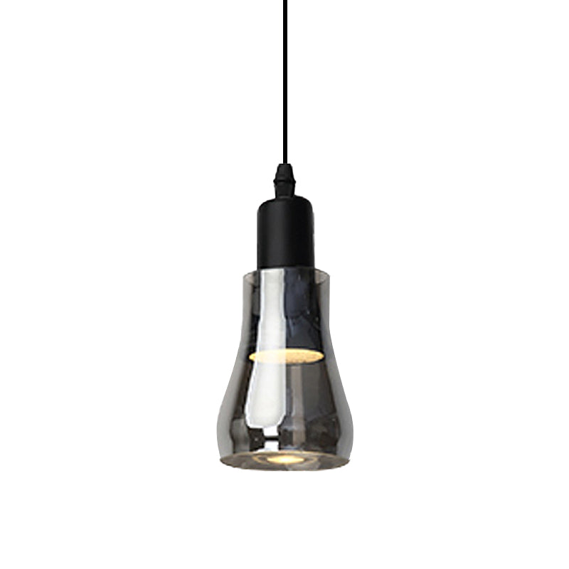 Modern Glass Pendant Lamp With Led Light In White Or Warm Tone - Bowl Cone Saucer Shape