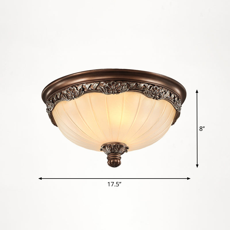 Vintage Frosted Glass Dome Flush-Mount Bedroom Ceiling Light 4 / Brown