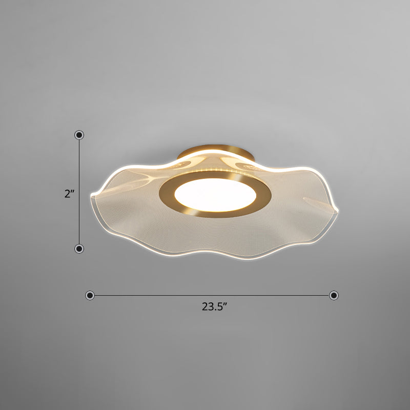 Lotus Leaf Acrylic Ceiling Light With Gold Finish And Led For Bedroom / 23.5 Remote Control Stepless