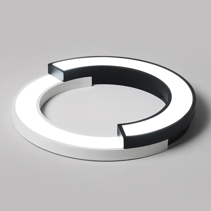 Led Circle Flush Light Nordic Metal Ceiling Fixture For Bedroom - Black & White