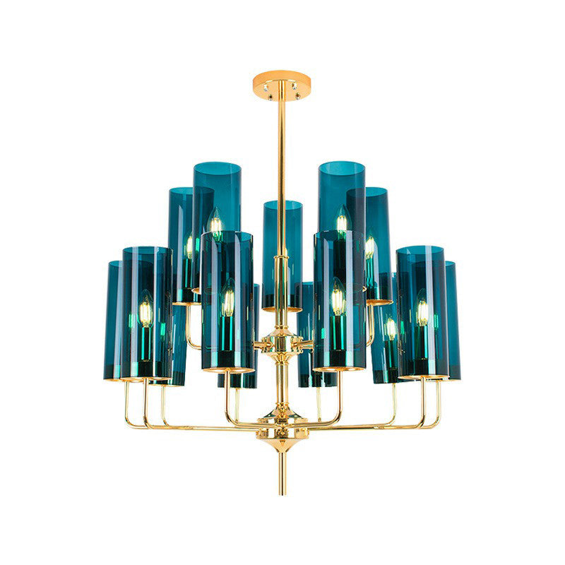 Glass Brass Finish Chandelier Light For Modern Living Room