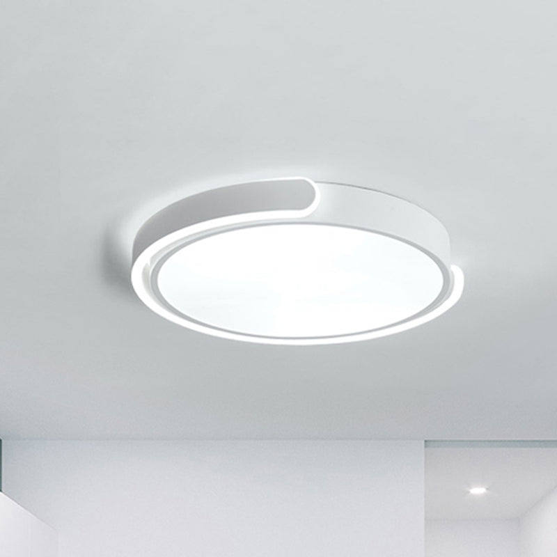 Modern Led Flush Ceiling Light With Acrylic Shade In Black/White/Champagne 15/19/23 Diameter -