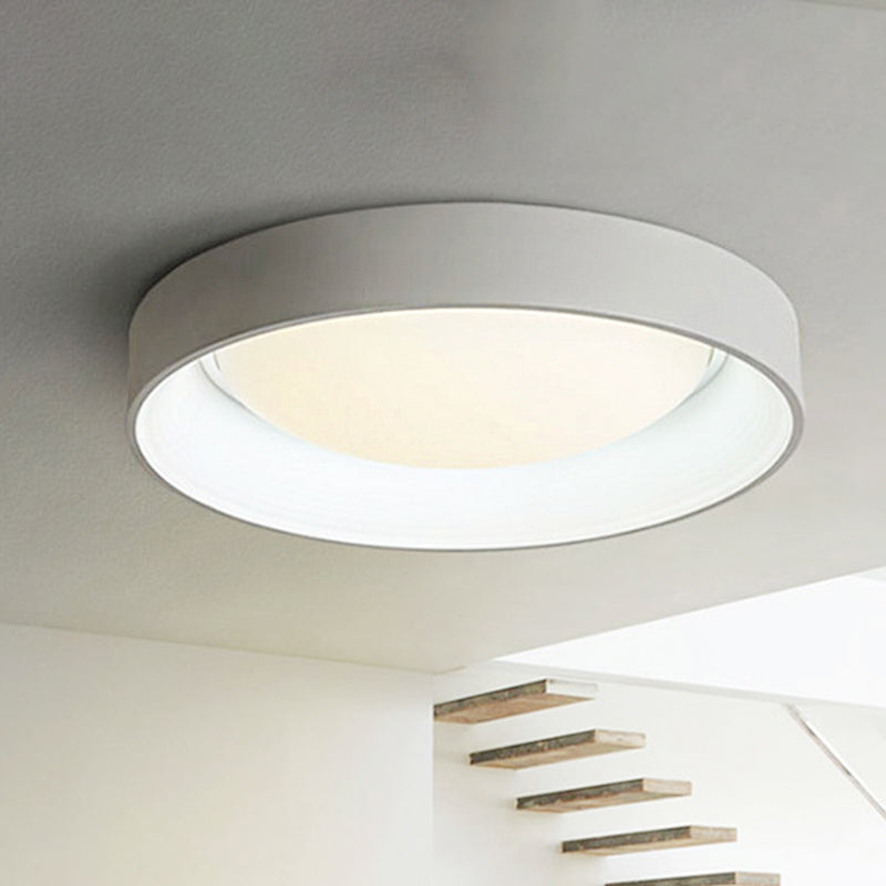 Nordic Acrylic Drum Ceiling Light: Grey/White 18/23.5 Dia Led Flush Mount