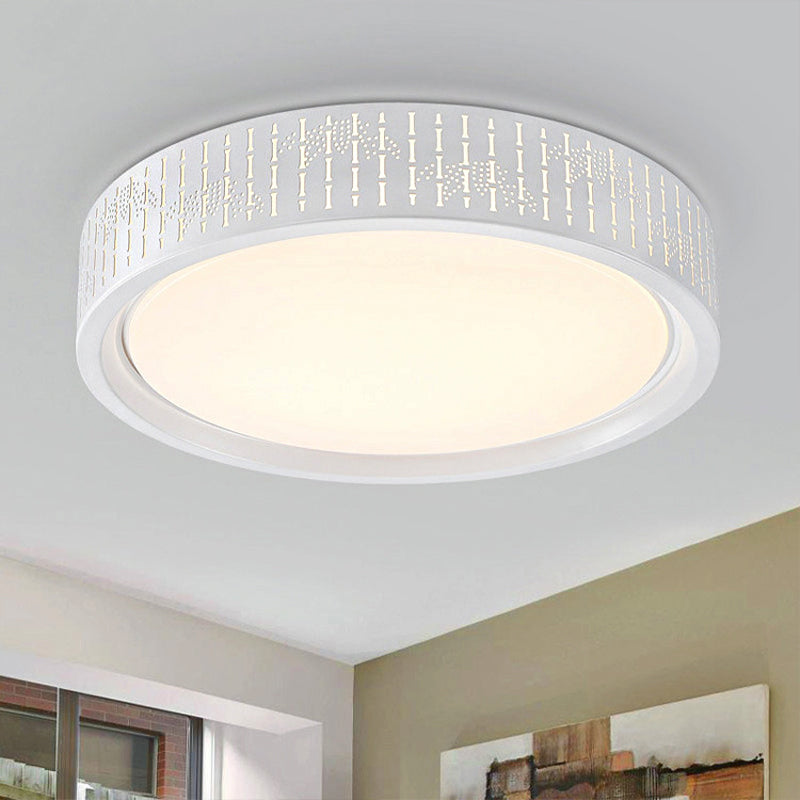 Simplicity Led Flush Mount Lamp With White Ringed Acrylic Shade - 16.5/20.5/31 Dia