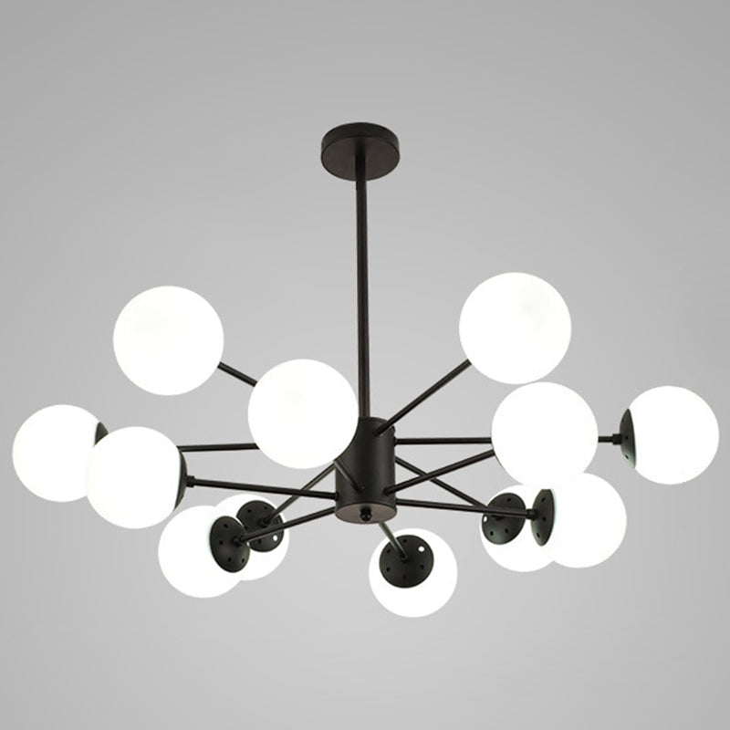 Contemporary Glass Chandelier Light For Living Room Ceiling 12 / Black Without Spot