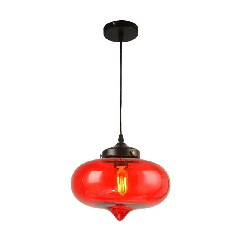 Modern Onion Pendant Light In Gray/Red/Yellow Glass For Restaurant Ceiling Fixture