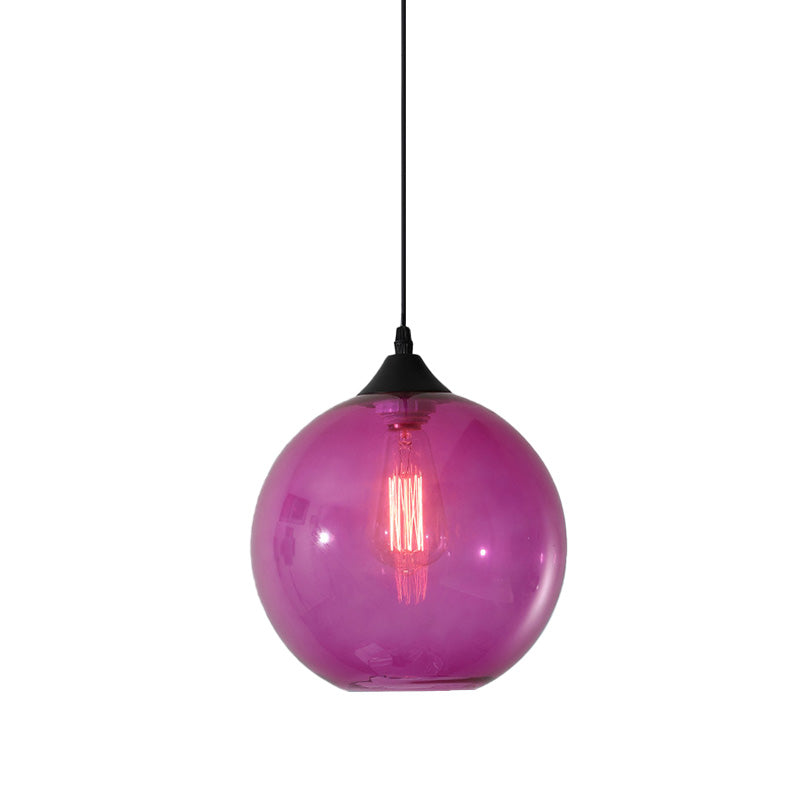 Macaron Glass Pendant Ceiling Light - Clear/Coffee/Red Dining Room Hanging Lamp Kit