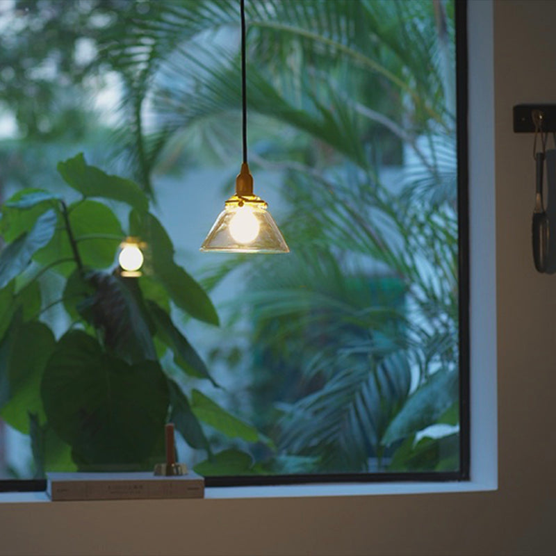 Clear Glass Cone Pendant Lamp - Industrial Minimalist Light Fixture For Living Room