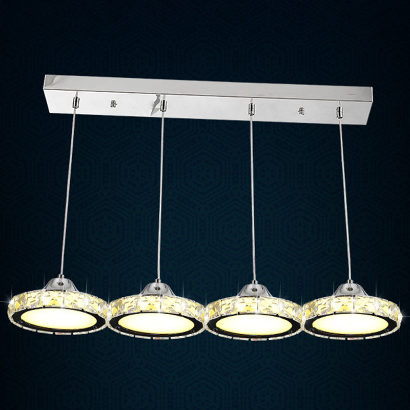 Modern Circular Led Crystal Pendant Light With Chrome Finish For Hanging Ceiling / Warm 23.5