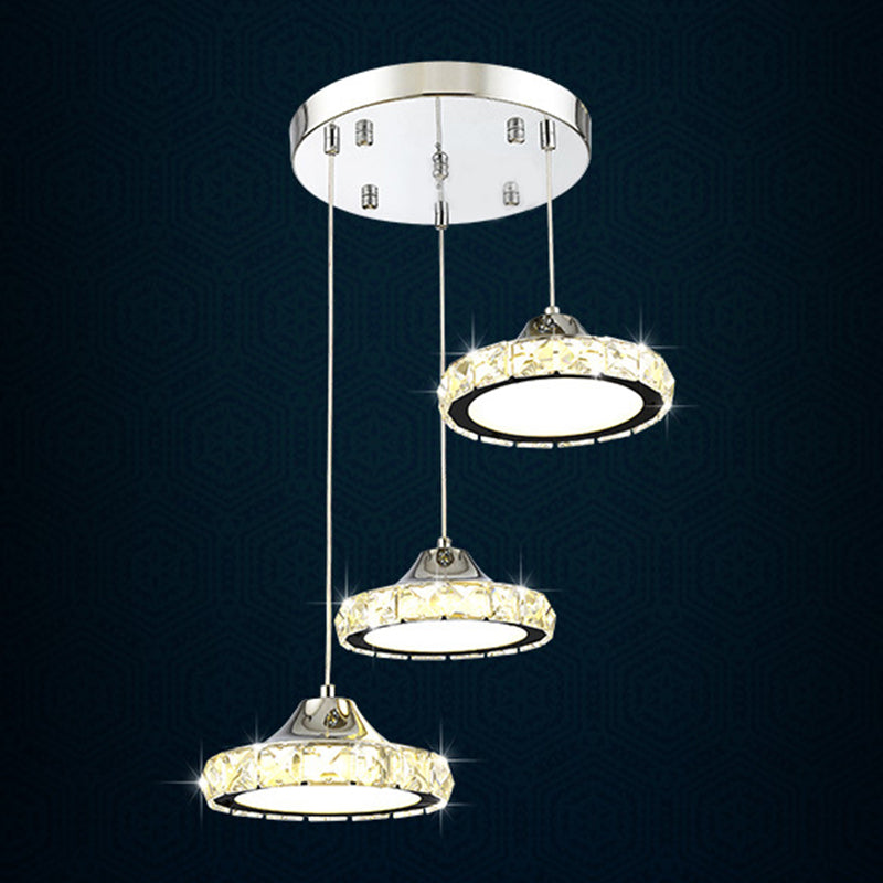 Modern Circular Led Crystal Pendant Light With Chrome Finish For Hanging Ceiling / Warm 10