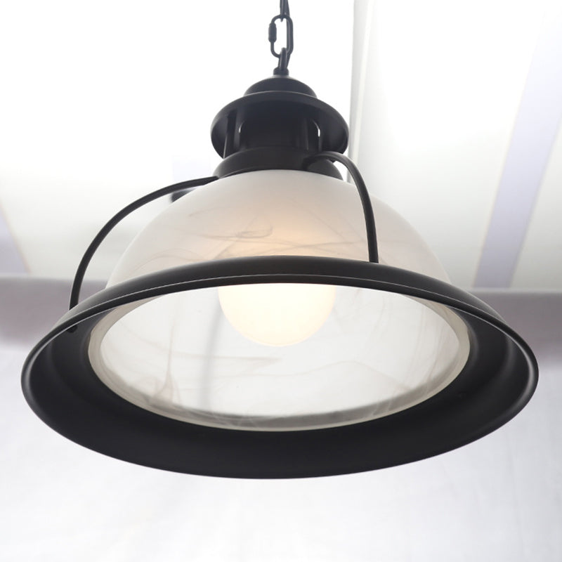 Vintage Glass Cage Bowl Pendant Light Fixture For Dining Room - 1 Head Suspension Lamp