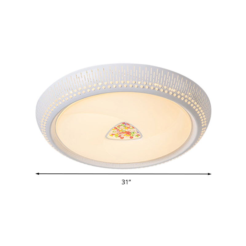 White Crystal Led Flush Mount Lamp - 23/31/36 Round Bedroom Lighting Fixture 3 Color Light Options
