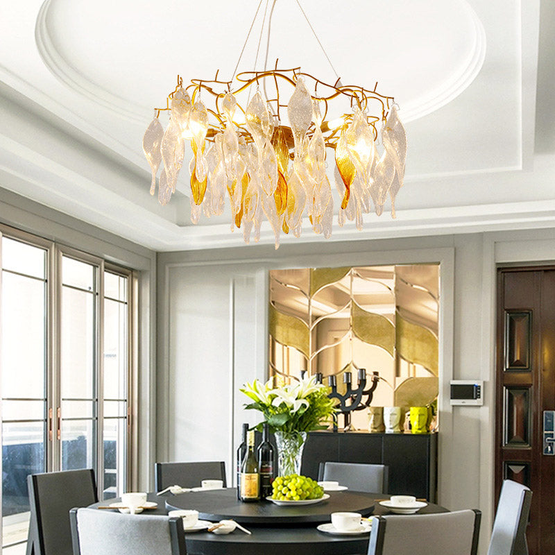 Modern Crystal Spiral Chandelier - 6-Light Gold Led Pendant For Dining Room