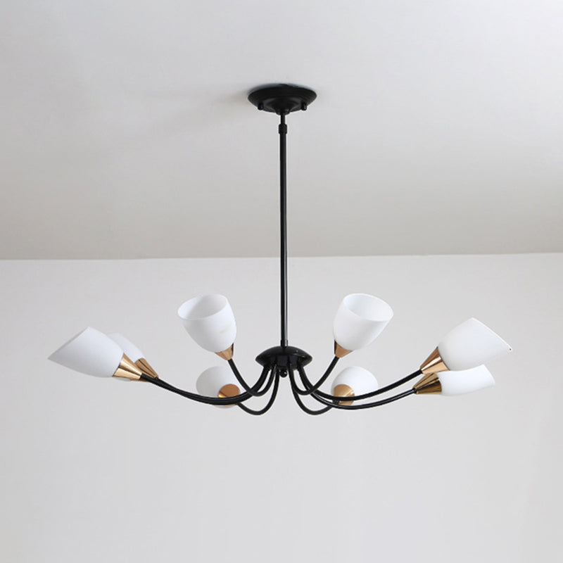 Modern Beveled Glass Chandelier With Starburst Design - Black Hanging Ceiling Light (3/6/8 Heads)