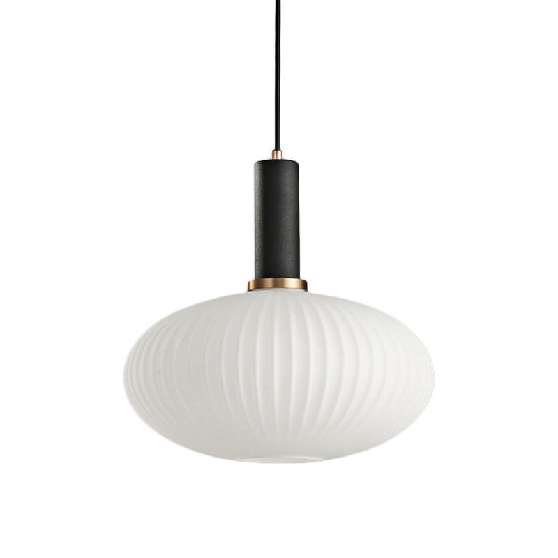 Macaron Black/Pink/Blue Pendant Dining Room Light With White Glass Shade - 5/8/12 Wide