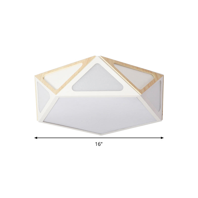Modern Geometric Flush Light: Acrylic White/Pink/Yellow Led Ceiling Fixture Warm/White Light