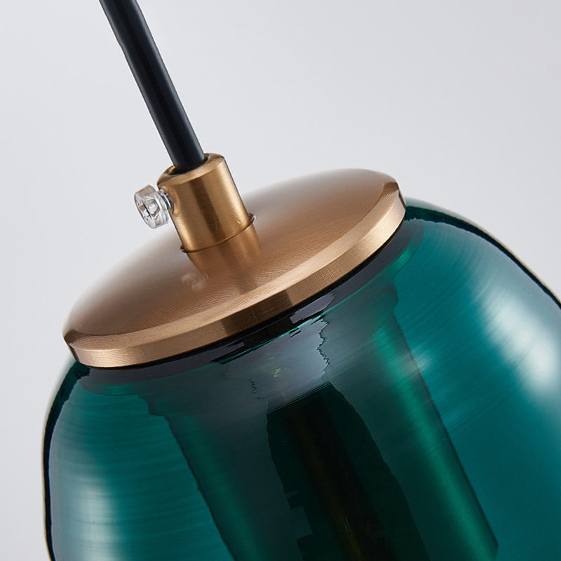 Nordic Style Green Glass Pendant Light For Bedroom