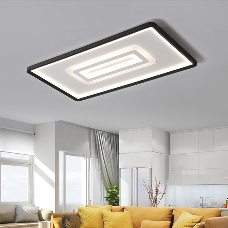 Dual Rectangle Flush Nordic Style Black Metal Light - 35.5/43 Width Warm/White Stepless Dimming With